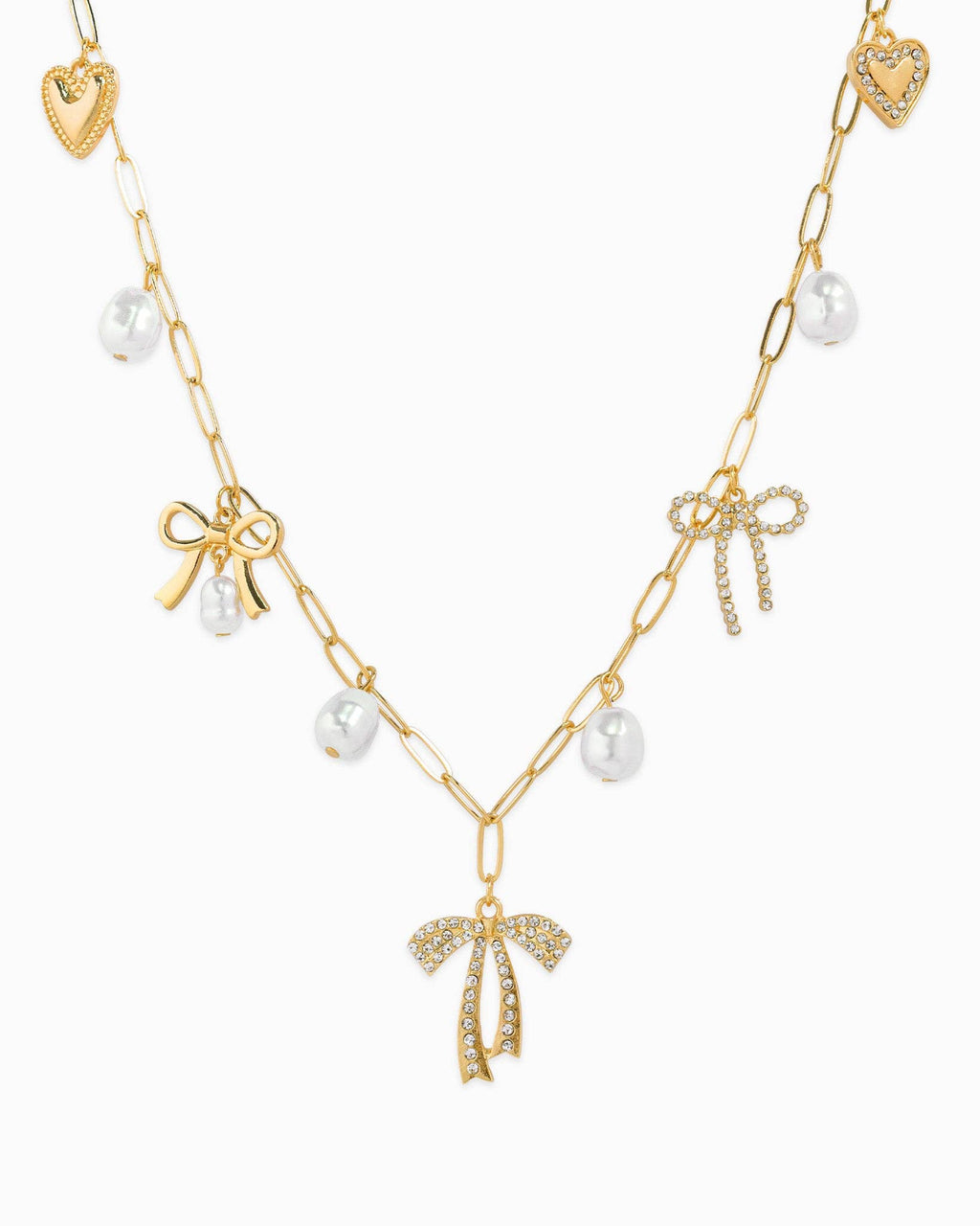 Pearl Bow Charm Necklace