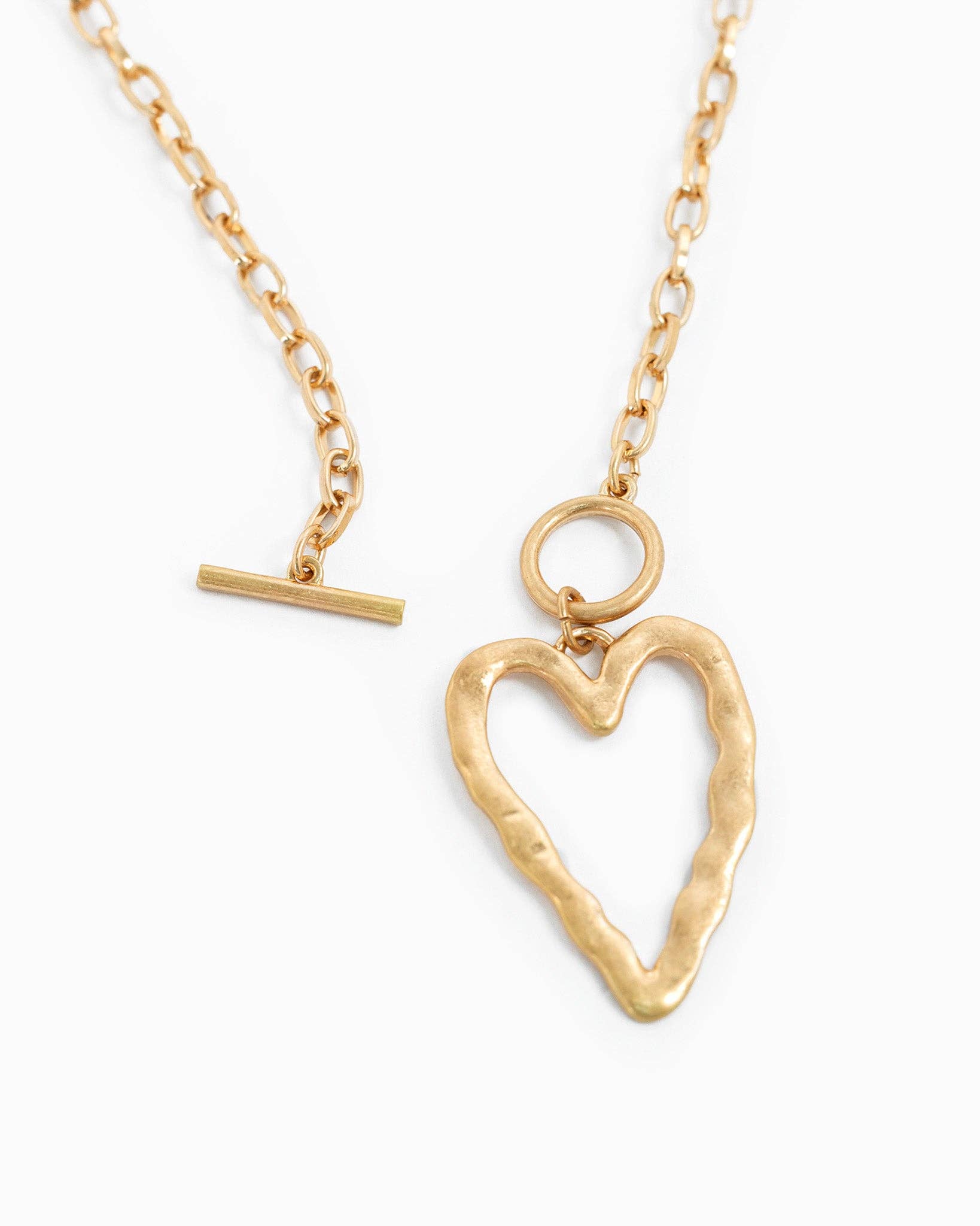 Large Hammered Heart Necklace