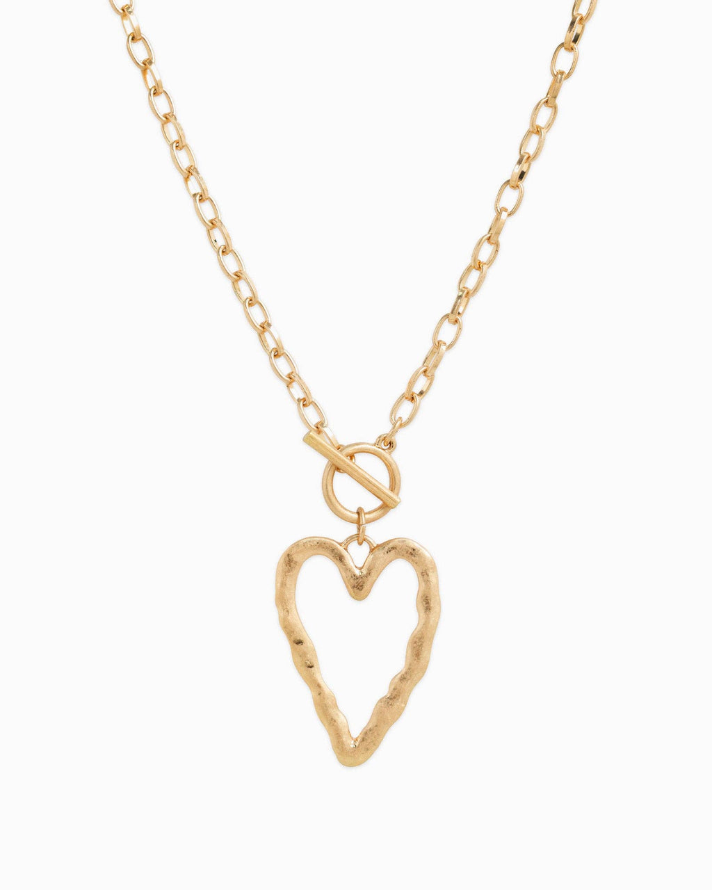 Large Hammered Heart Necklace