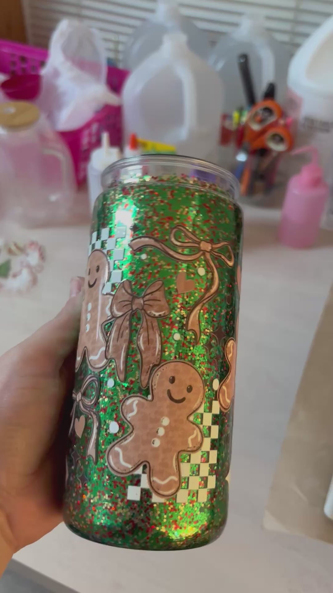 16oz Plastic SnowGlobe Tumbler