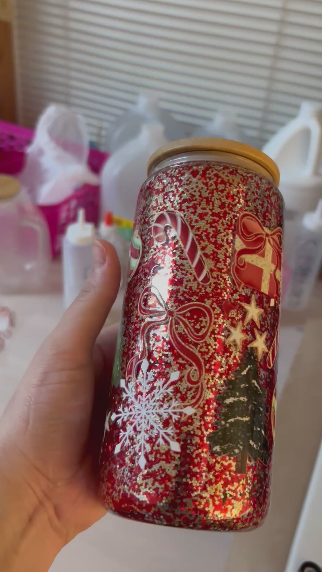 20oz Glass SnowGlobe Tumbler Without Handle